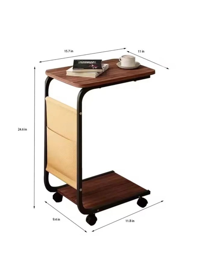 NZONE STORE Mobile C-Shape Side Table – Modern design with magazine holder and wheels for easy use40*29*63 - Image 4
